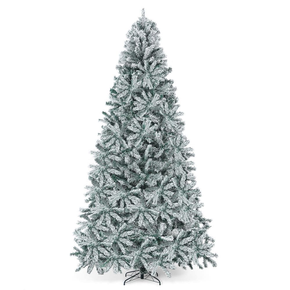 9 ft. Unlit Snow Flocked Pre-Hinged Spruce Artificial Christmas Tree with 2,094-Branch Tips and Metal Stand price history on PriceWatchPro