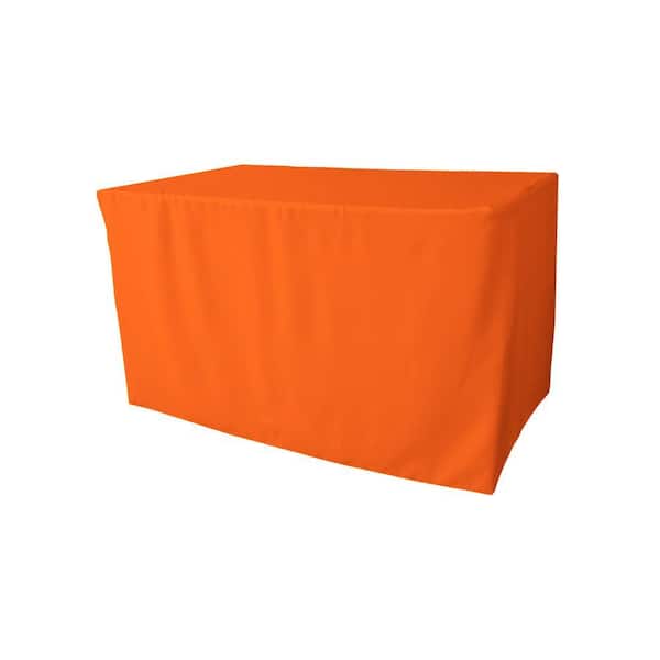 48 in. L x 24 in. W x 30 in. H Orange Polyester Poplin Fitted Tablecloth