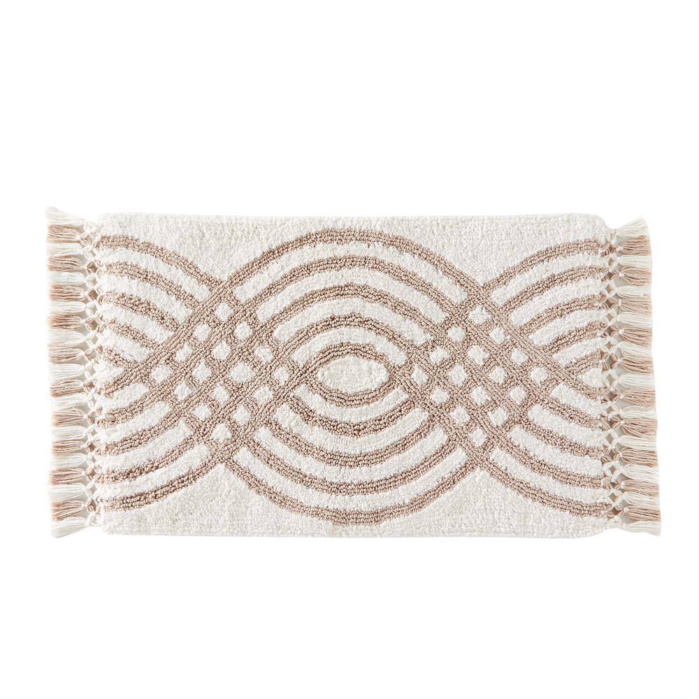 Natural 20 in. x 30 in. Cotton Fringed Waves Bath RugU2306600850007 The Home Depot