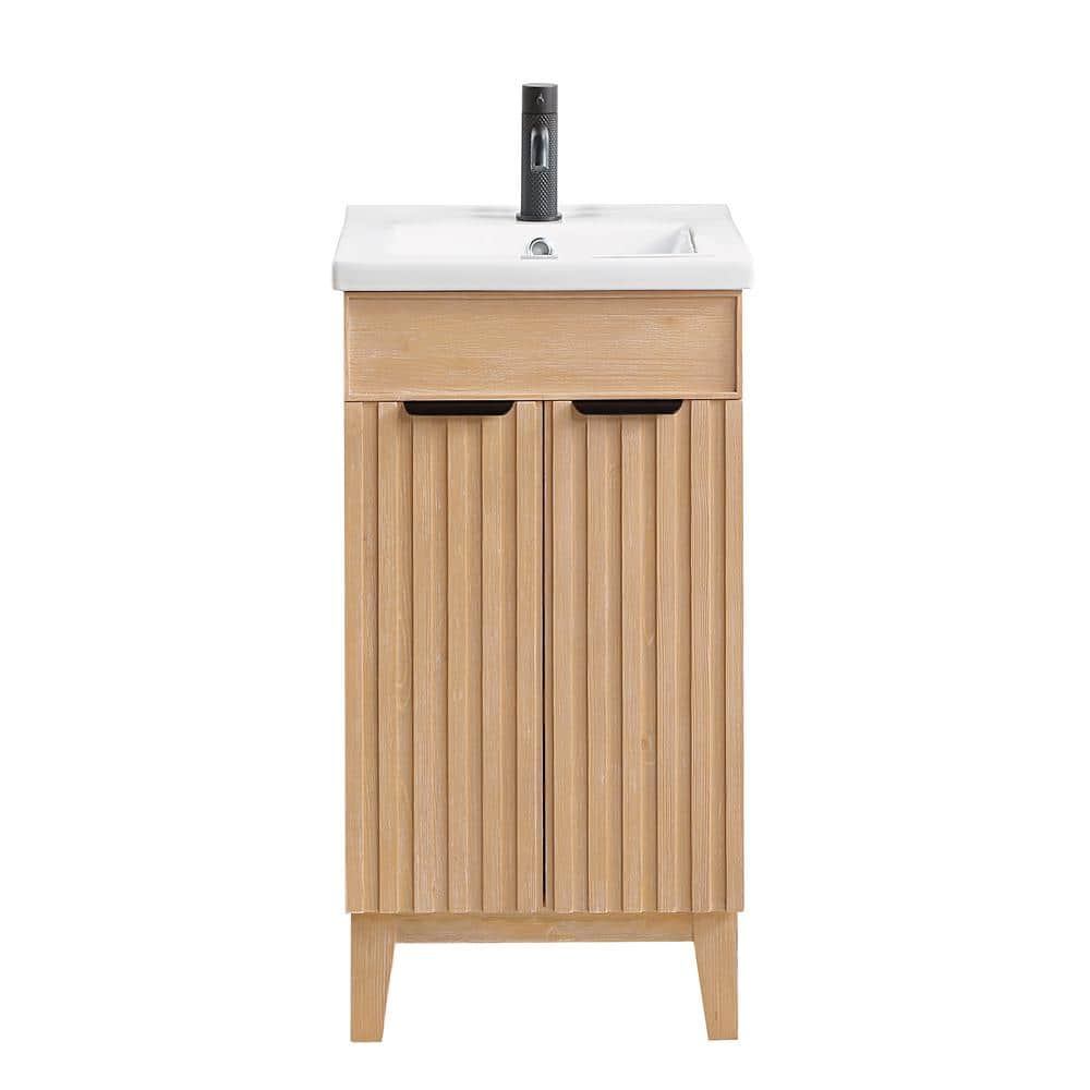 Palos 18.1 in.W x 18.1 in.D x 34.8 in.H Single Sink Bath Vanity in Fir Brown with White Ceramic Basin Top -  ROSWELL, 807618-FN-WH-NM