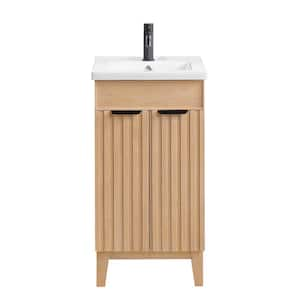 Palos 18.1 in.W x 18.1 in.D x 34.8 in.H Single Sink Bath Vanity in Fir Brown with White Ceramic Basin Top