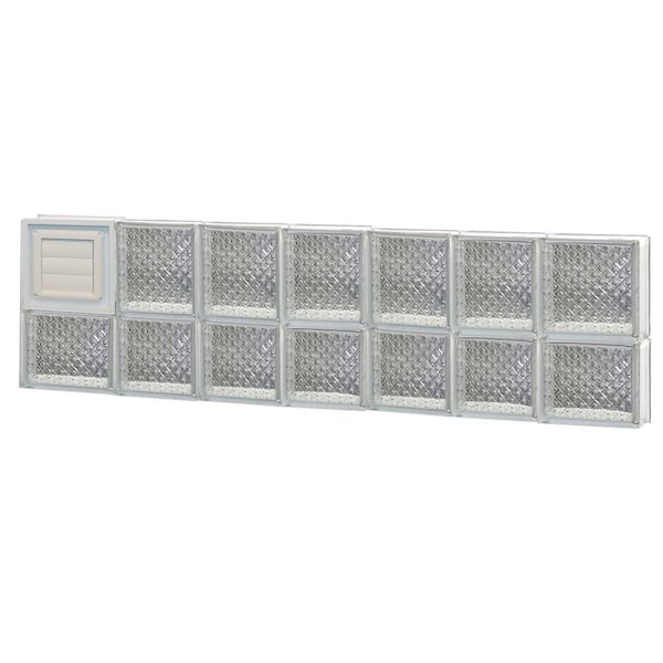 Clearly Secure 44.25 in. x 13.5 in. x 3.125 in. Frameless Diamond Pattern Glass Block Window with Dryer Vent