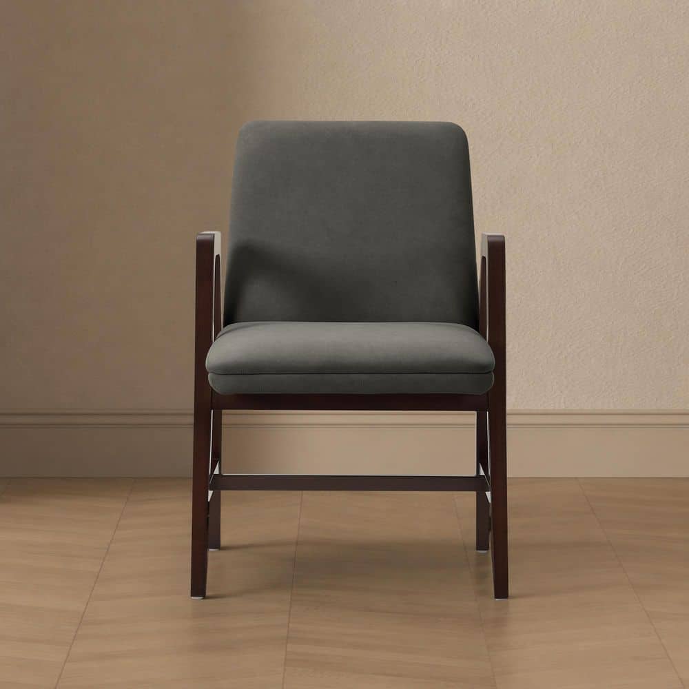 Stella Modern Graphite Velvet Upholstered Dining Arm Chair