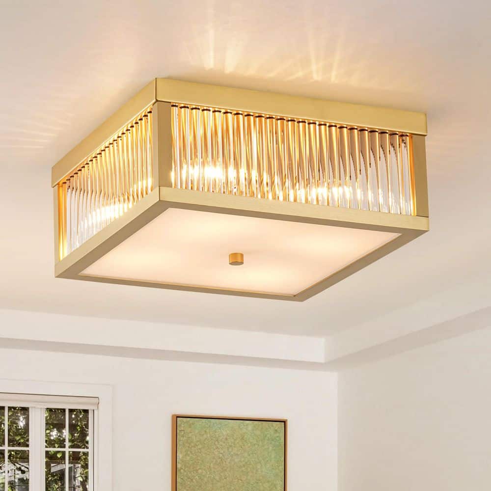 Rennnsan Madalyn 12.20 in. 4-Light Square Flush Mount Ceiling Light ...