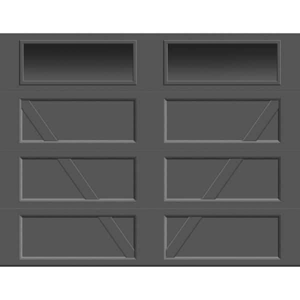 Bridgeport Steel Design V 9 ft. X 7 ft. Non-Insulated Charcoal Garage Door with plain windows