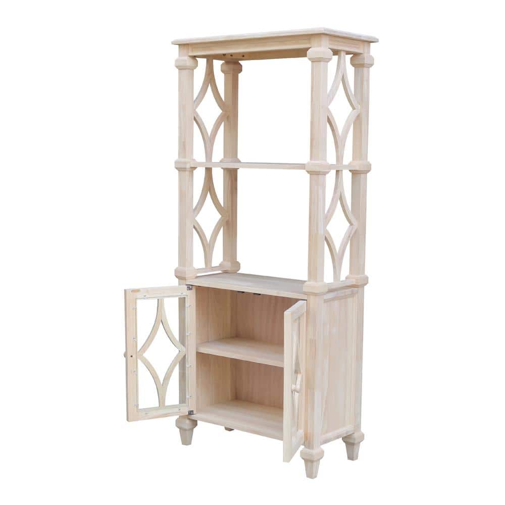 Josephine Solid Wood Unfinished Brown Bookcase with Doors