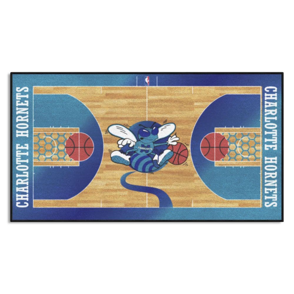 FANMATS NBA Retro Charlotte Hornets Blue 2 ft. x 4 ft. Court Area Rug 35245  - The Home Depot