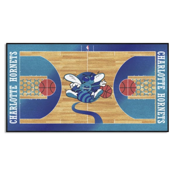 FANMATS NBA Retro Charlotte Hornets Blue 2 ft. x 4 ft. Court Area Rug