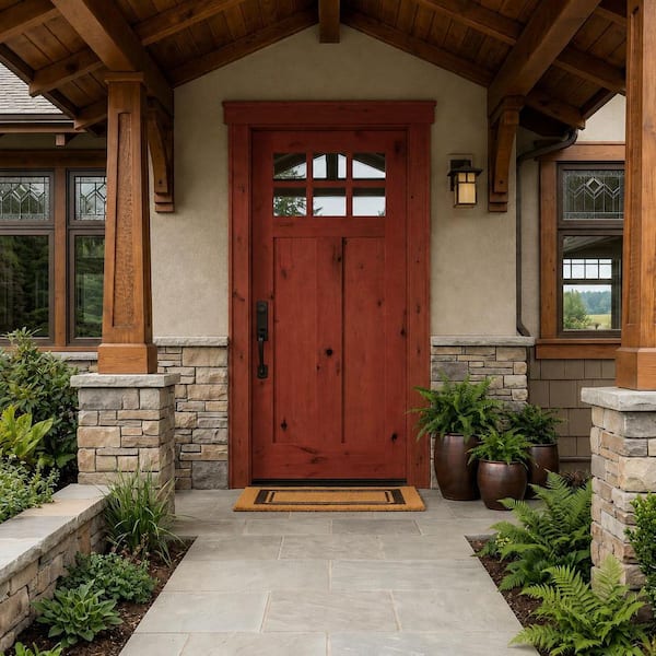 Krosswood Doors 36 in. x 80 in. Craftsman Knotty Alder Left-Hand