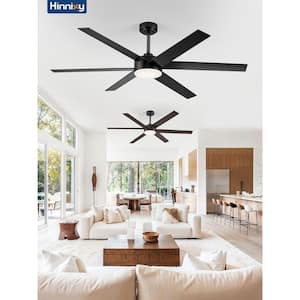 60 in. Outdoor/Indoor Black and Walnut 6 Blades Large Ceiling Fan with Lights and Remote