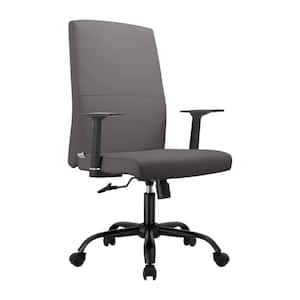 Evander Modern Faux Leather Office Chair in Aluminum with Adjustable Height and Swivel, Grey