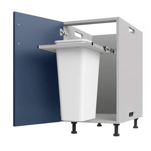 Miami Weatherboard 18 in. X 27 in. X 34.5 in Outdoor Base Cabinet Trash Can Full Height in Sapphire Blue Matte