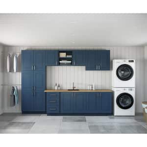 Greenwich Valencia Blue Plywood Shaker Stock Ready to Assemble Kitchen-Laundry Cabinet Kit 24 in. x 87 in. x 163 in.