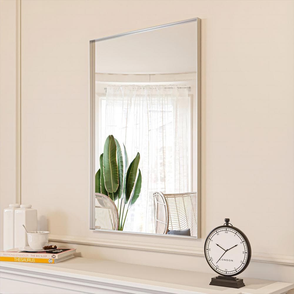 ORGANNICE 24 in. W x 36 in. H Silver Aluminum Rectangle Framed