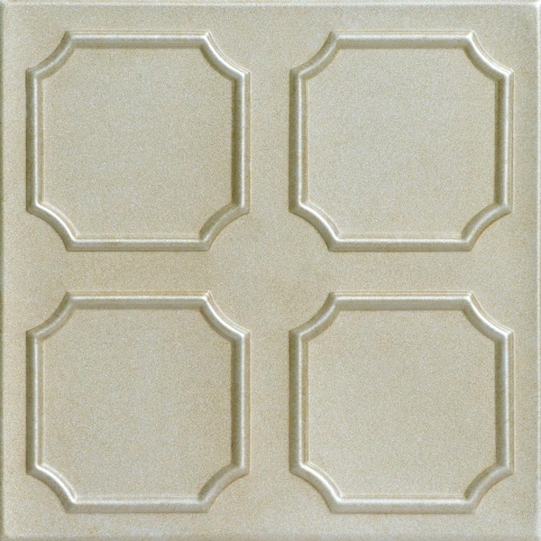 A La Maison Ceilings Bostonian 1.6 ft. x 1.6 ft. Glue Up Foam Ceiling Tile in Onyx Gold