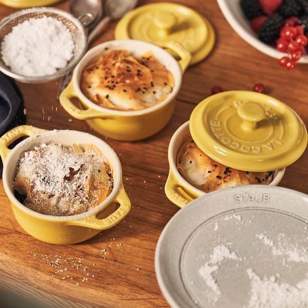 staub Ceramic 3 Pieces Mini Round Cocotte Set - Citron 1029591