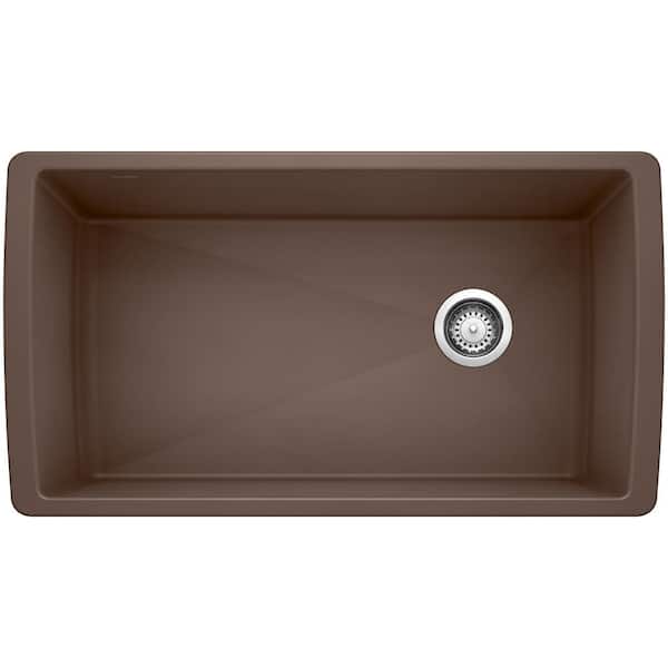 Blanco Diamond Undermount Granite 33.5 in. x 18.5 in. Single Bowl Kitchen Sink in Cafe Brown