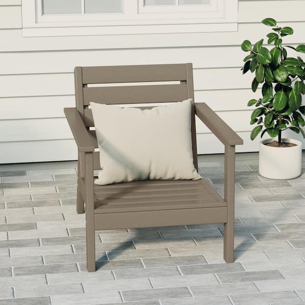 Birchwood Outdoor Patio Deep Seating HDPE Lounge Chair with Arms in Weathered Wood