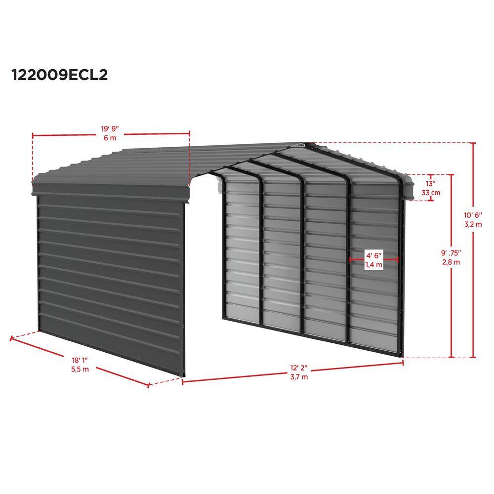 Eggshell 12' x 20' Steel Carport Kit with Black Frame