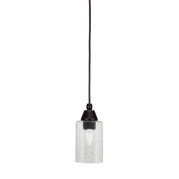 Unbranded Bryson 4 in. 1-Light Dark Granite Cord Pendant Light with 4 in. Smoke Bubble Glass Shade, no bulb included