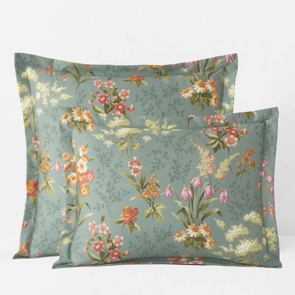 Legends Hotel Blooming Elegance Wrinkle-Free Olive Green Sateen Sham