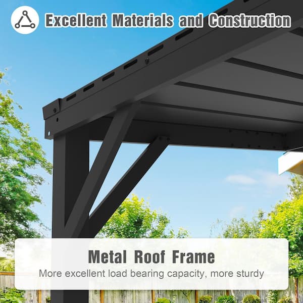 GAZEBEST 12 ft. x 10 ft. Large Heavy Duty Metal Outdoor Pergola