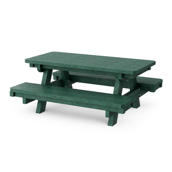 Heritage 48 in. Turf Green Rectangle HDPE Plastic Child's Picnic Table Seats 6-Kids