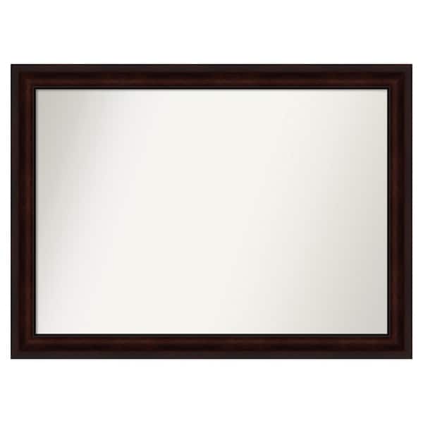 Amanti Art Coffee Bean Brown 45.25 in. x 33.25 in. Custom Non-Beveled Satin Recycled Polystyrene Framed Vanity Wall Mirror