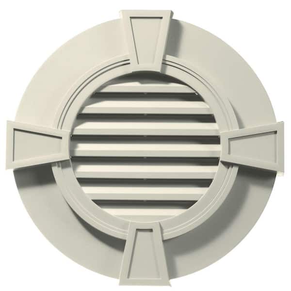 Builders Edge 30 in. x 30 in. Round Beige/Bisque Plastic Weather Resistant Gable Louver Vent