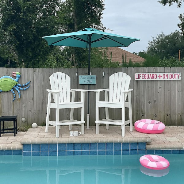 AUTMOON Classic White Tall Balcony Adirondack Chair with Removable Side Table (2-Pack)