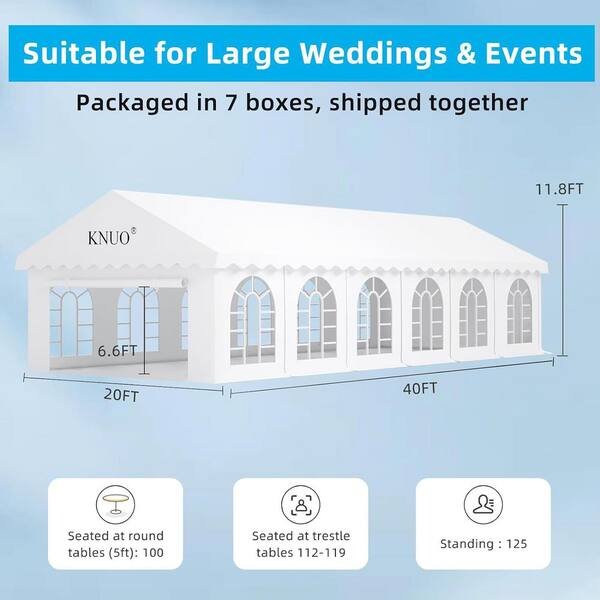 ITOPFOX 20 ft. x 40 ft. White Outdoor Party Tent with Removable