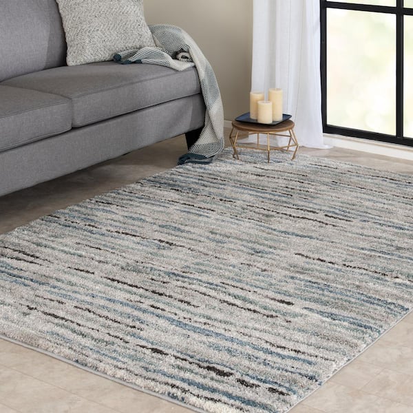 Shoreline Grey/Multi 8 ft. x 10 ft. Striped Area Rug