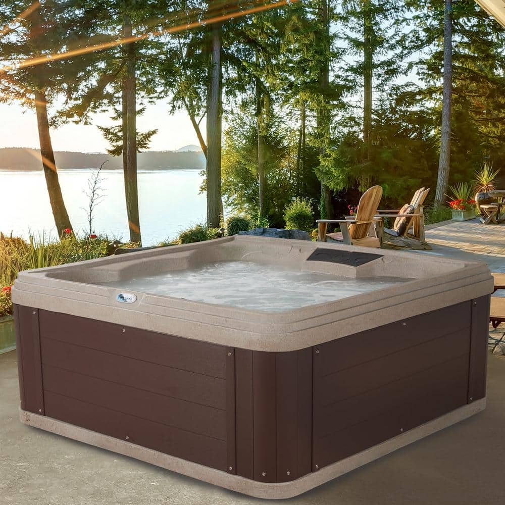 Ariana 6-Person Grey Polyethylene Square Hot Tub with Jets