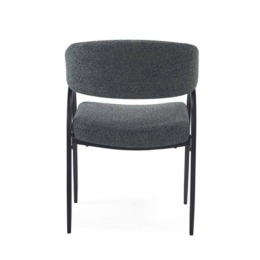 Dark Green and Black Metal Upholstered Arm Chairs, Set of 2