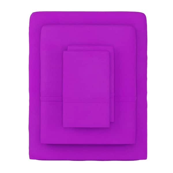 Lavish Home 3-Piece Purple Solid 75 Thread Count Polyester Twin Sheet Set