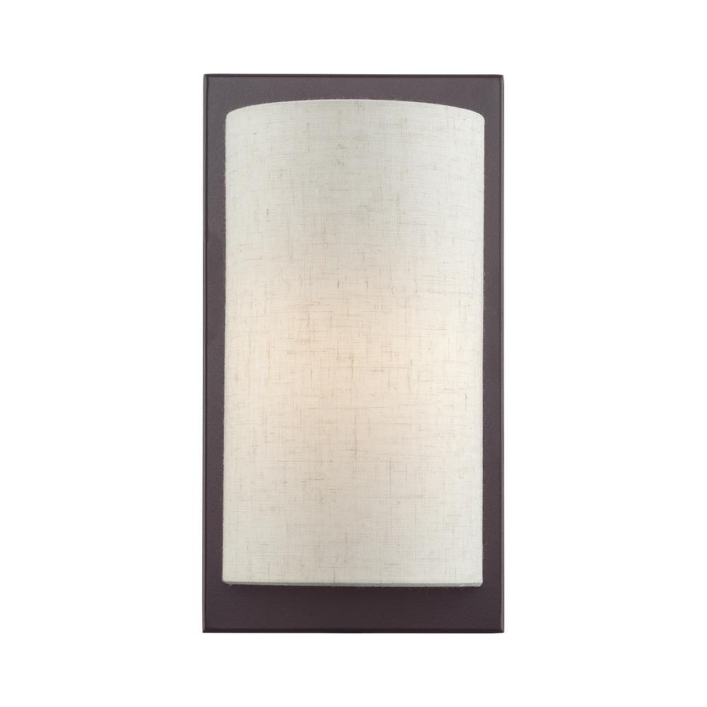 Brenton 6 in. 1-Light English Bronze ADA Wall Sconce with Oatmeal Fabric Shade price history on PriceWatchPro