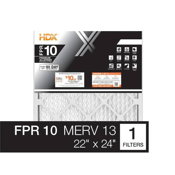 HDX 22 in. x 24 in. x 1 in. Premium Pleated Air Filter FPR-10, MERV-13