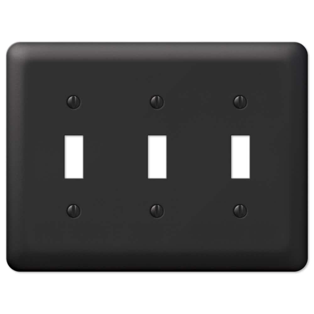 Black Steel Triple Toggle Wall Plate