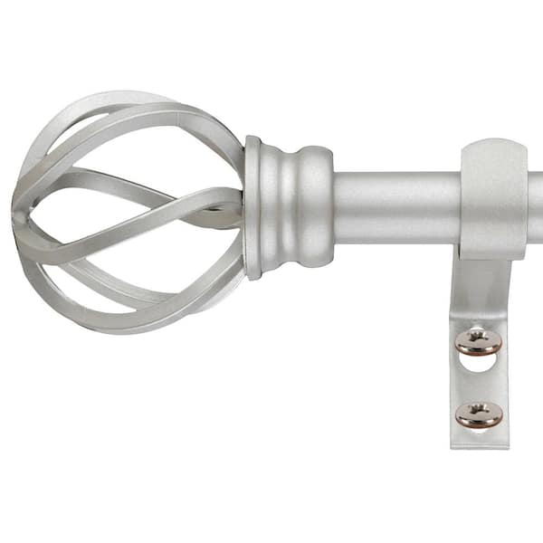 Decopolitan Cage 48 in. - 86 in. Adjustable Curtain Rod 5/8 in. in Antique Silver with Finial