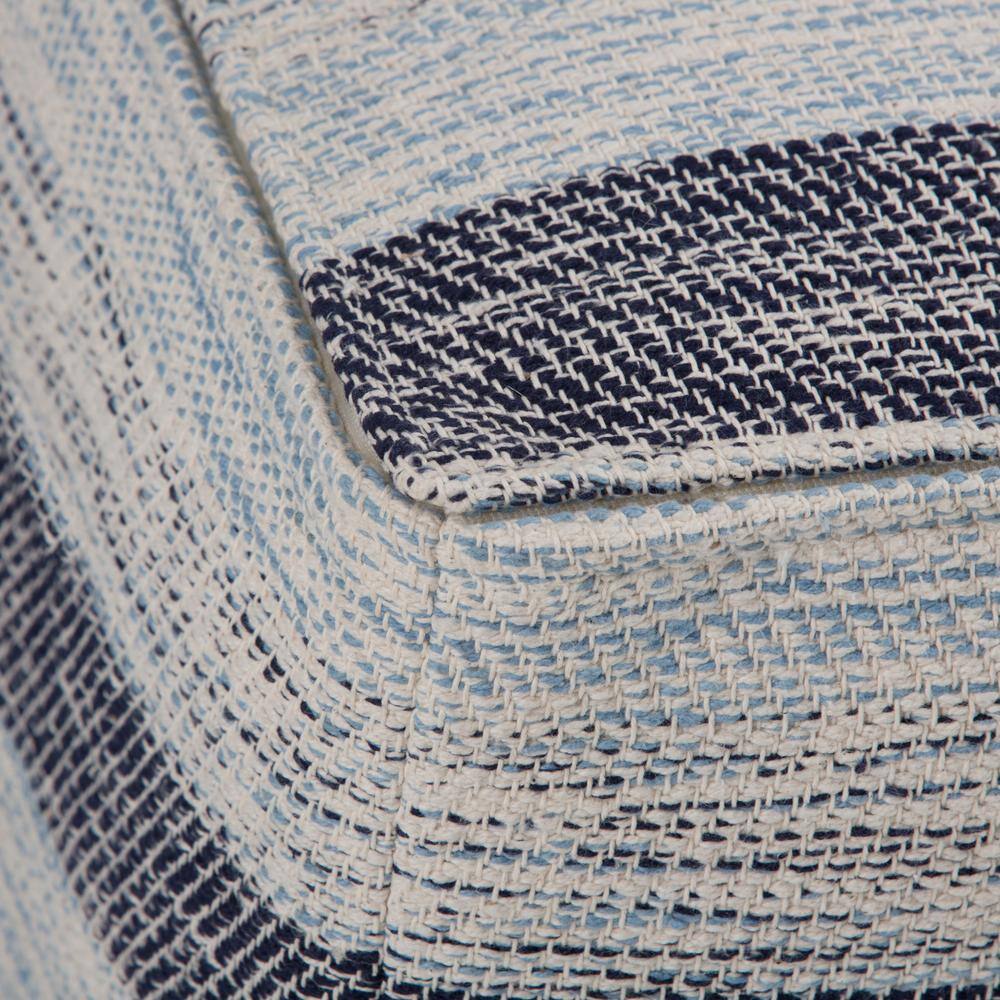 Patterned Blue Melange Cotton Square Pouf