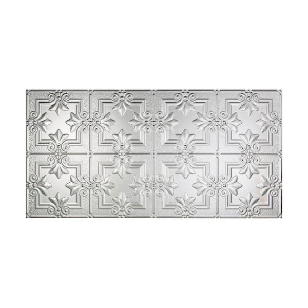 Fasade Regalia 2 ft. x 4 ft. Glue Up PVC Ceiling Tile in Brushed Aluminum