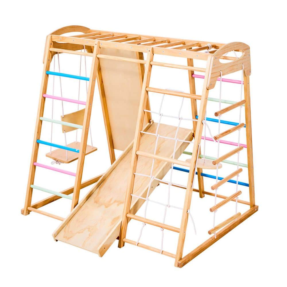 Indoor Playground Jungle Gym, 9 in.-1 Montessori Climbing Toys for Toddlers, 250 lbs. Wooden Playset with Monkey Bar price history on PriceWatchPro