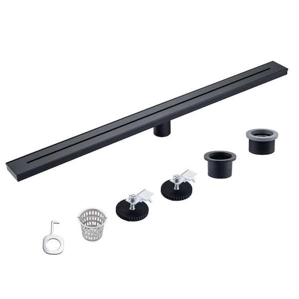 Flynama 36 in. Long Rectangular Stainless Steel Linear Shower Drain in Matte Black