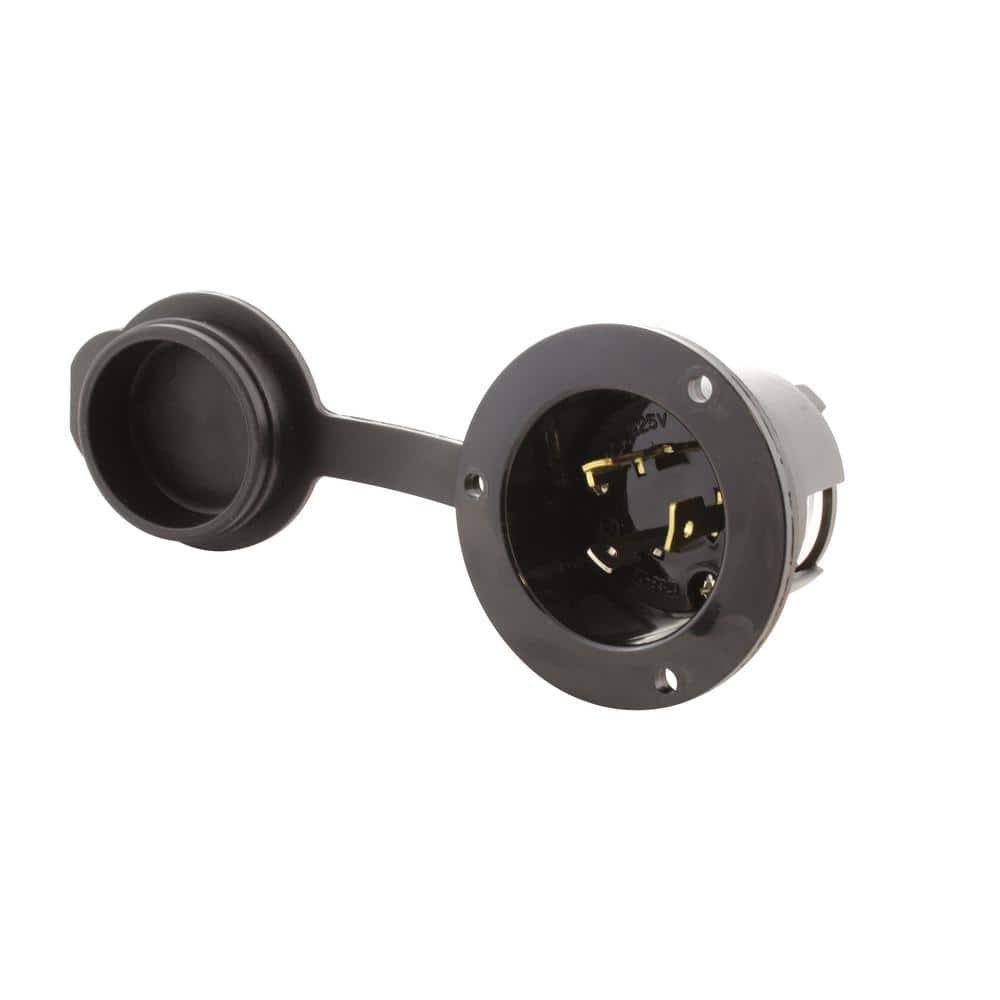 20 Amp Locking 3-Prong 125-Volt NEMA L5-20P Flanged Power Input Inlet with 