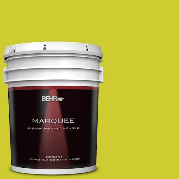 BEHR MARQUEE 5 gal. #S-G-400 Lime Pop Flat Exterior Paint & Primer
