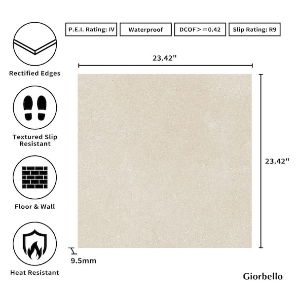 Giorbello Spanish Ciottoli Ivory 24 in. x 24 in. Matte Micro