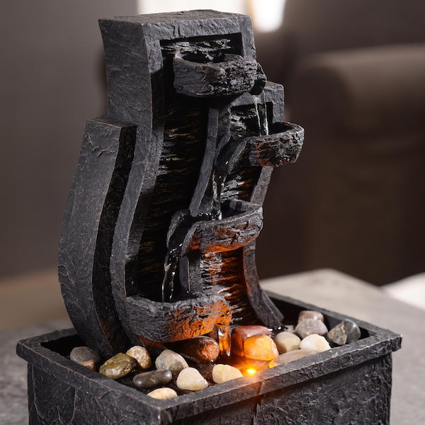 Teamson Home Table Top 3-Tier Fountain with LED Light in