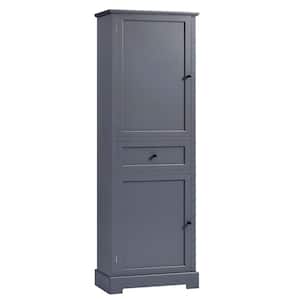 11.81 in. W x 22.24 in. D x 65.15 in. H Gray Linen Cabinet Wood Cabinet with 2-Doors and Drawer, Adjustable Shelf