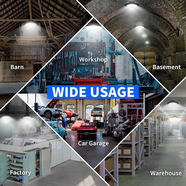 12.8 in. LED High Bay Light 150W, 21000 LM, 5000K Daylight, IP65 Waterproof, Commercial Warehouse Lighting, 5 ft. Cable