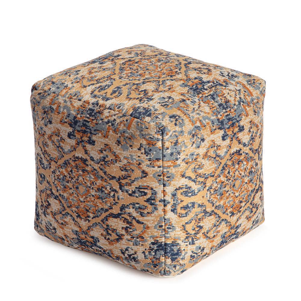 Tofino Orange 20 in. x 20 in. x 20 in. Multicolor Pouf